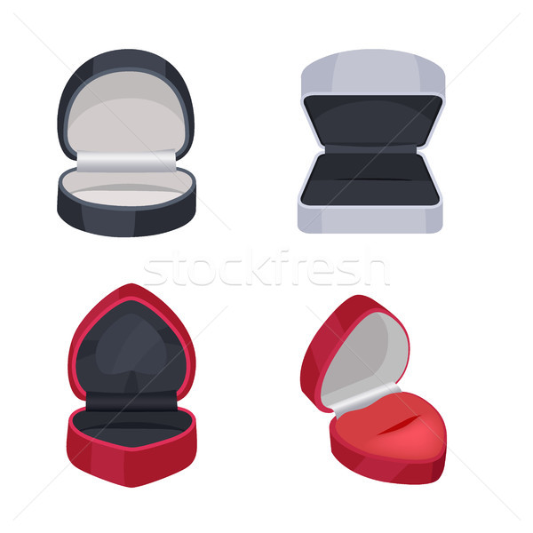 Various Ring Boxes Flat Vector Icons Set Stock photo © robuart