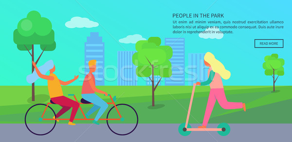 People in Park Poster Vector Illustration Stock photo © robuart