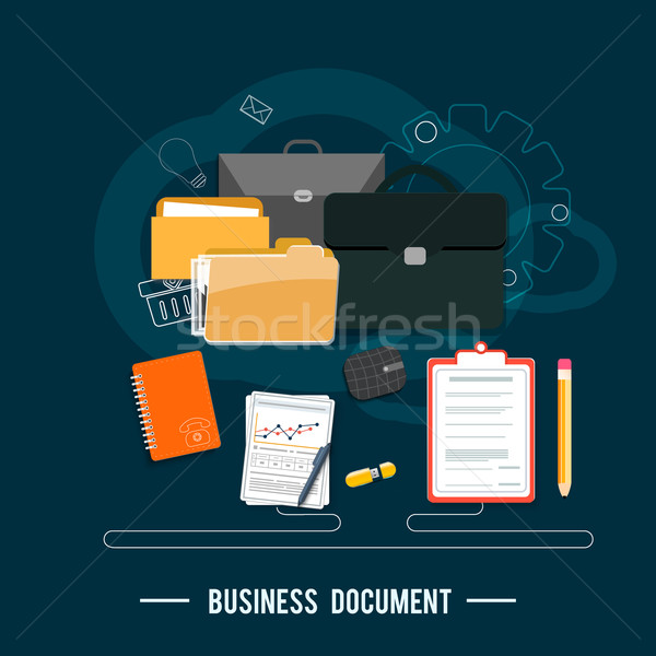 Foto stock: Negócio · documentos · cartaz · ícones · gestão · organização