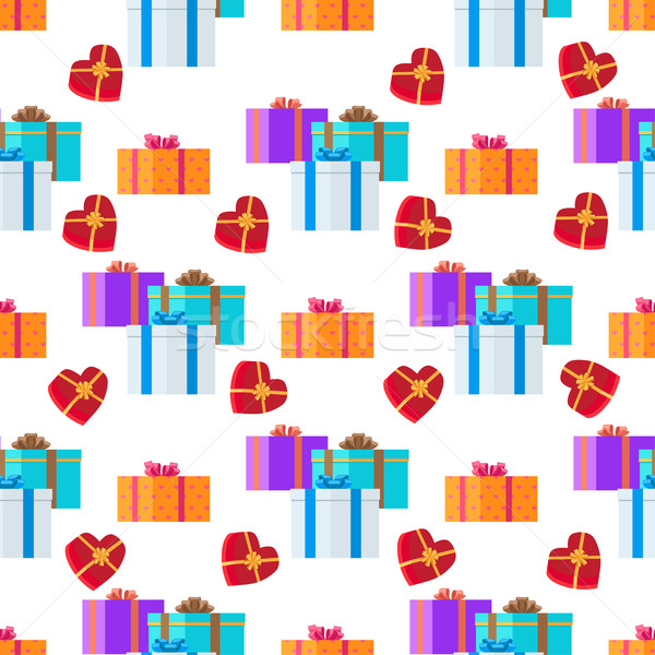 Adorned Festive Present Boxes Seamless Pattern Stock photo © robuart