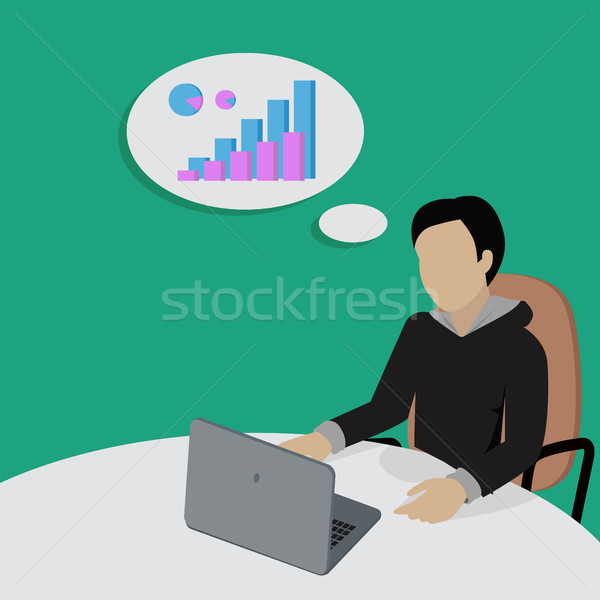 Man Sitting and Thinking About Financial Charts. Stock photo © robuart