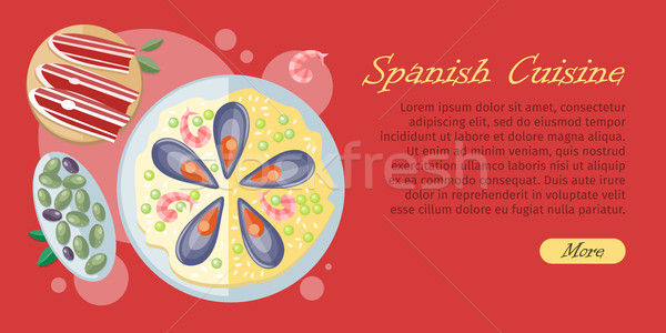 Spanish Cuisine Web Banner. Paella. Jamon. Tapas Stock photo © robuart