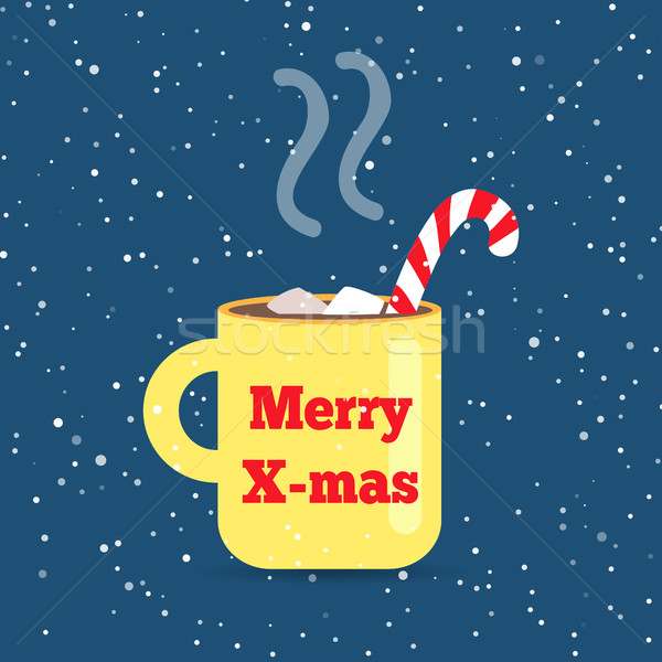 Merry Christmas Yellow Cup with Striped Straw Stock photo © robuart
