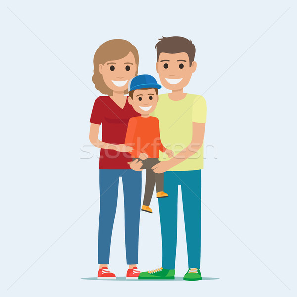 Married Couple in Casual Cloth and Son on Hands. Stock photo © robuart