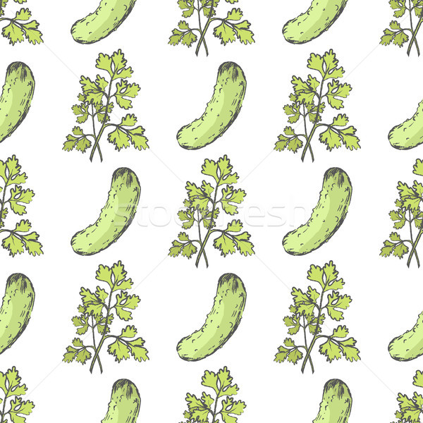 Ripe Cucumber and Leafy Parsley Endless Texture Stock photo © robuart