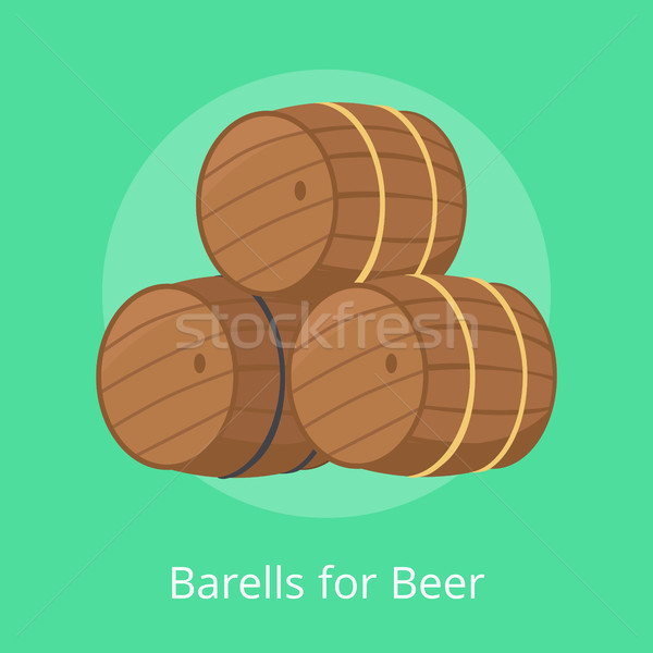 Stock photo: Barrels for Beer Vector Illustration Isolated