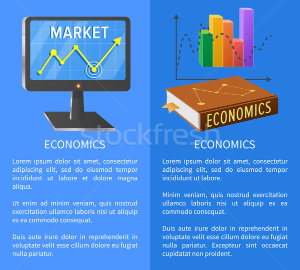 Közgazdaságtan piac poszter képernyő mutat nyíl Stock fotó © robuart