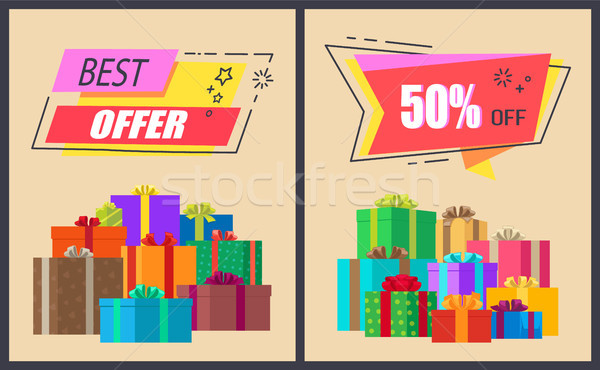 Best Offer -50 Off Promo Labels with Stars Icons Stock photo © robuart