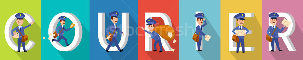 COURIER Delivery Character Colourful Collection Stock photo © robuart