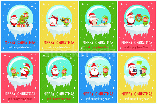 Merry Christmas and Happy New Year Greeting Cards Stock photo © robuart
