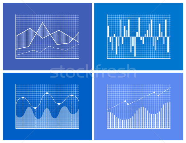 Statistical and Analytical Monochrome Graphics Set Stock photo © robuart