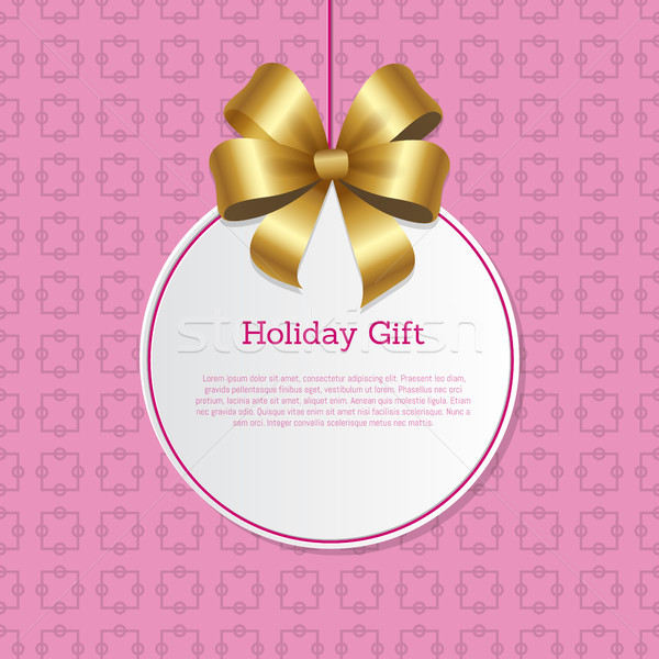 Stock photo: Holiday Gifts Cover Design with Golden Bow Hanging