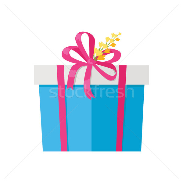 Present in Box Decorated by Yellow Flower Vector Stock photo © robuart