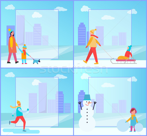 Winter Activities Collection Vector Illustration Stock photo © robuart