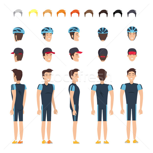 Bicyclist in Elastic Clothes Character Constructor Stock photo © robuart