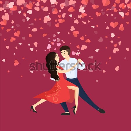 Copain petite amie danse tango coeurs heureux [[stock_photo]] © robuart