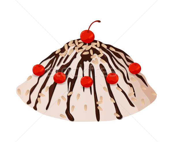Tasty Cake with Dark Chocolate and Cherries on Top Stock photo © robuart