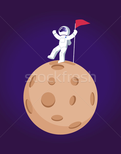 Cosmonaut and Planet Poster Vector Illustration Stock photo © robuart