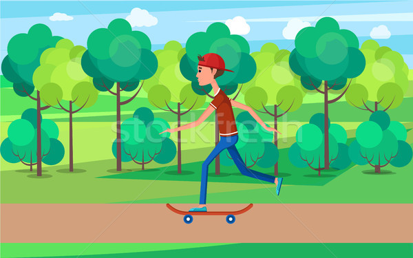 Skater movimiento verde vista lateral adolescente Foto stock © robuart