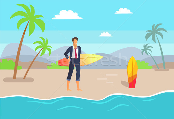 Distant Work and Seaside, Vector Illustration Stock photo © robuart
