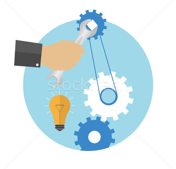 Hand with wrench. Repair icon Stock photo © robuart