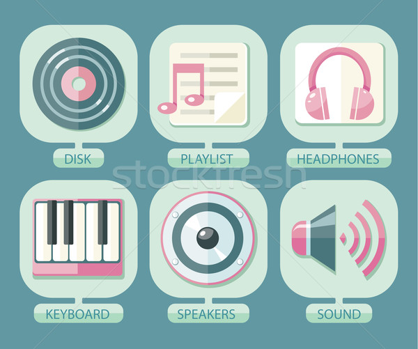 Set icoane muzică app mass-media player Imagine de stoc © robuart