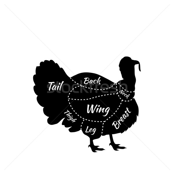 Farm Bird Silhouette Turkey meat Cuts Butcher shop Stock photo © robuart