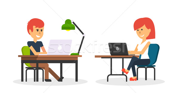 People Work in Office Design Flat Stock photo © robuart