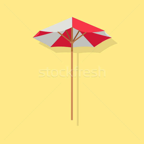 Stock fotó: Napernyő · ikon · tengerpart · piros · fehér · esernyő