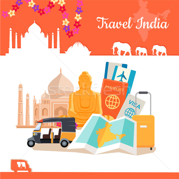 Voyage Inde affiche style design vecteur [[stock_photo]] © robuart