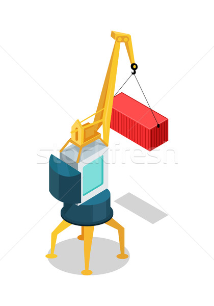 Mobile Crane with Cargo Container Isolated Vector Stock photo © robuart