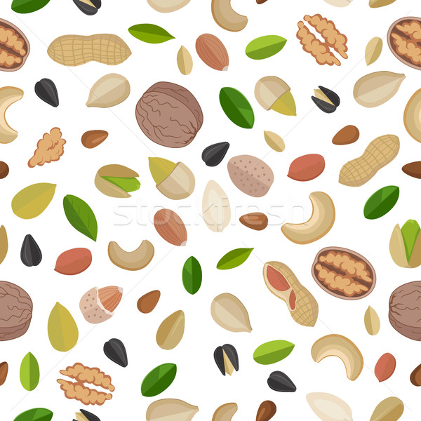 Vector Seamless Pattern with Nuts and Seeds.  Stock photo © robuart