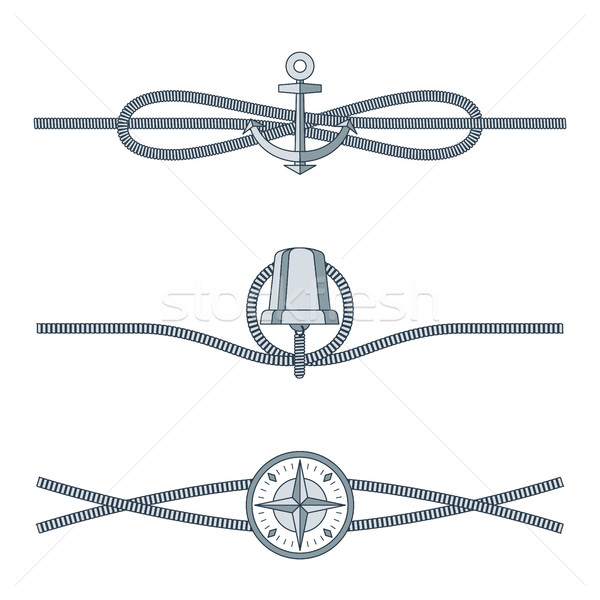 веревку коллекция декоративный Элементы белый морской Сток-фото © robuart