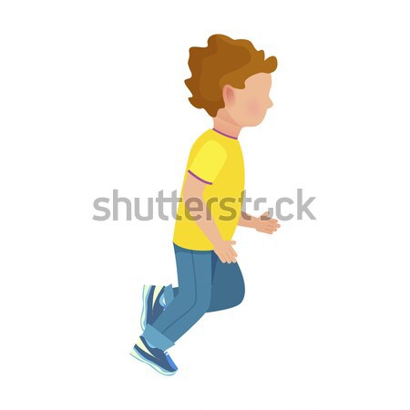 Faceless Young Boy Runs Isolated Illustration Stock photo © robuart