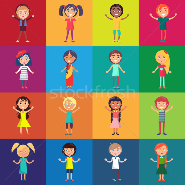 Kids of Various Ethnic Groups Isolated Vector Stock photo © robuart