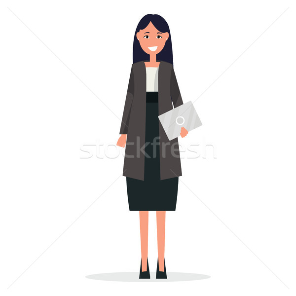 Kobieta interesu biała bluzka czarny spódnica garnitur czarny garnitur Zdjęcia stock © robuart