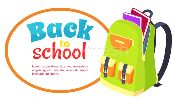 Back to School Poster with Open Schoolbag, Books Stock photo © robuart