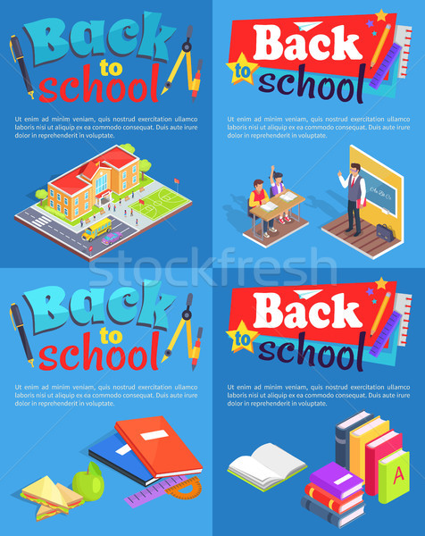 Back to School Collection of Posters with Text Stock photo © robuart