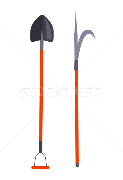 Stockfoto: Schop · ander · lang · ingesteld · spade · poster