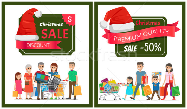 Two Christmas Sale Posters Vector Illustration Stock photo © robuart