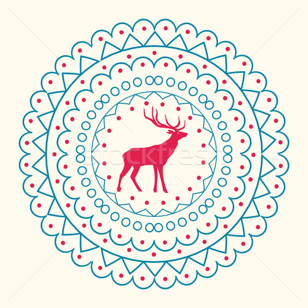 Teste padrão do natal rena para cima círculos pequeno geométrico Foto stock © robuart