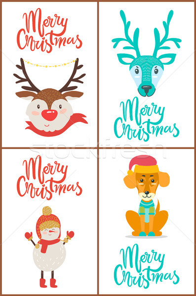 Merry Christmas Greeting Cards Vector Illustration Stock photo © robuart