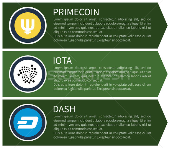 Yellow Primecoin, White Iota and Blue Dash Set Stock photo © robuart