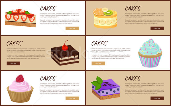 Cakes Variety Page Online Shop Vector Illustration Stock photo © robuart
