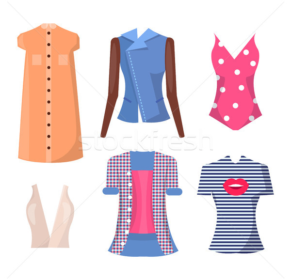 Jackets and Shirts Set Poster Vector Illustration Stock photo © robuart