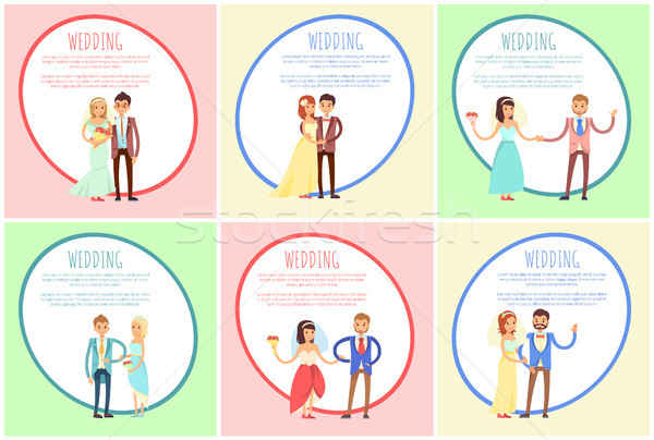 Wedding Posters Set with Text Vector Illustration Stock photo © robuart