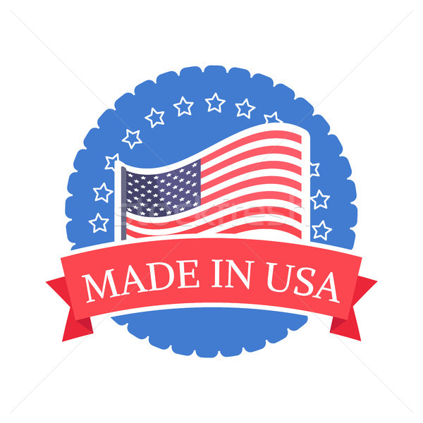Made in USA Sticker with American Flag Round Stamp Stock photo © robuart