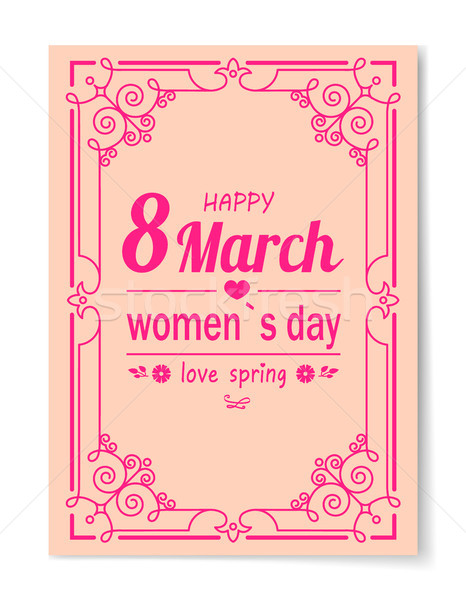 8 March Womens Day Best Wish Postcard Swirly Frame Stock photo © robuart