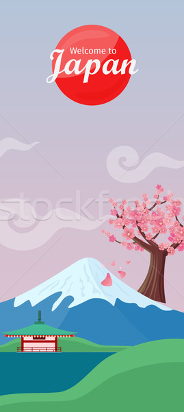 Willkommen Japan Reise Plakat Tourismus Design Stock foto © robuart