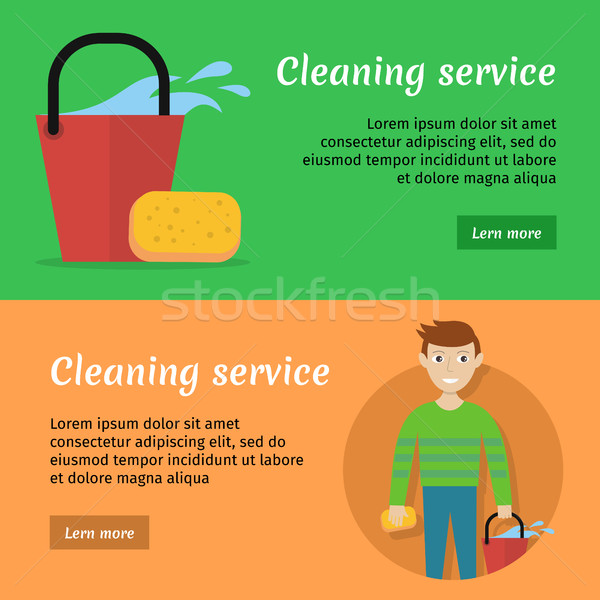 Ingesteld schoonmaken dienst stijl web banners Stockfoto © robuart